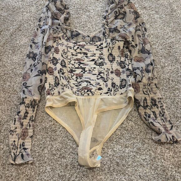 Free People Brunch Date Bodysuit in Ivory Combo | XSmall - Picture 4 of 6